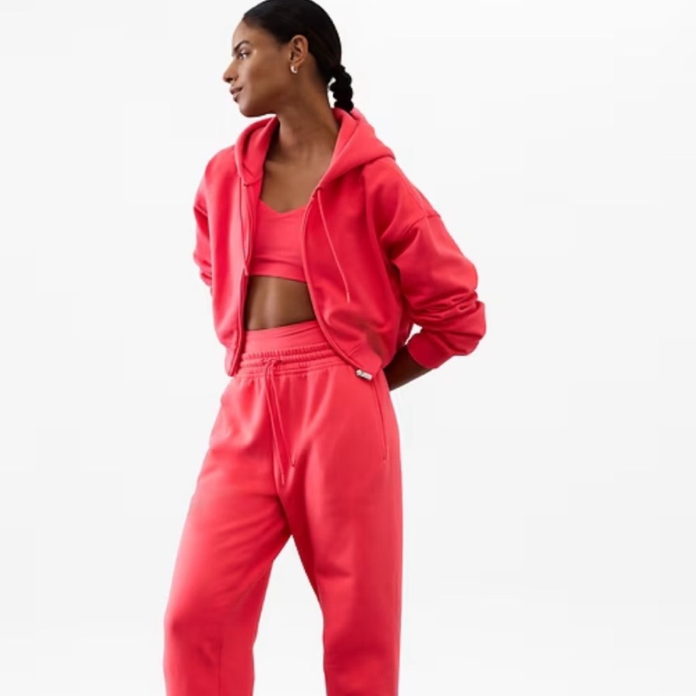 Athleta Forever Fleece Crop Full Zip Hoodie